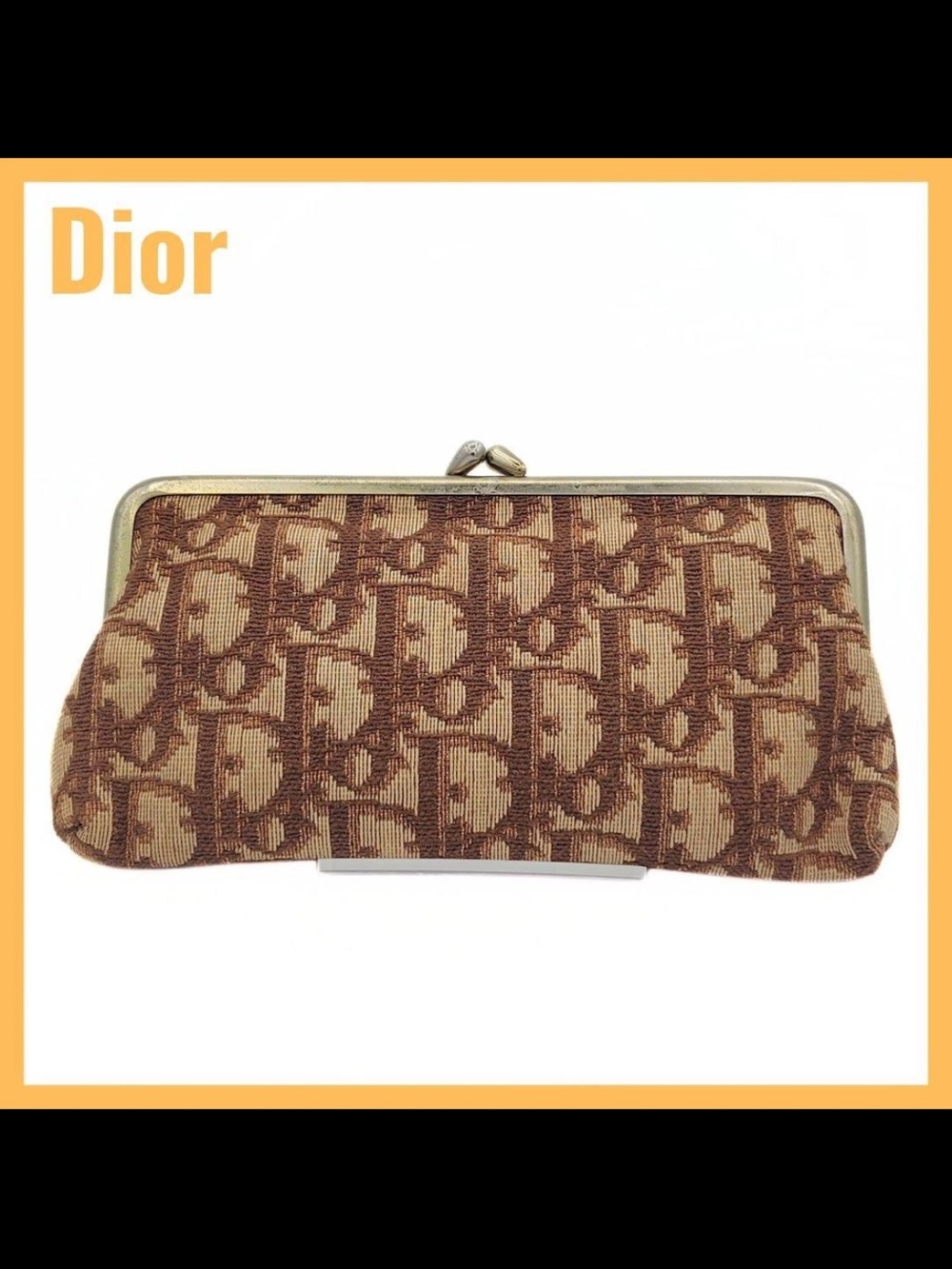 Dior Brown Monogram Frame Clutch